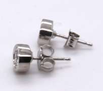Lovely White Gold Bezel Set Diamond Earrings