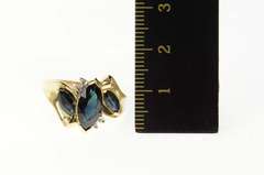 14K Yellow Gold Marquise Sapphire Diamond Accent Bypass Ring