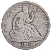 1861-O Seated Liberty Half Dollar - FED ISSUE R-6