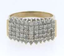 Charming Yellow Gold Diamond Multi Row Band