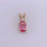 14kt Gold, Pink Sapphire, & Diamond Pendant