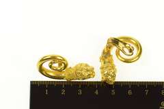22K Yellow Gold Dragon Swirl Lion Clip Back Statement Earrings