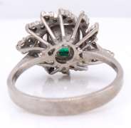 Wonderful 18kt Emerald and Diamond Swirl around Ring