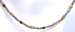 18KT WHITE GOLD SADE NECKLACE SET, DIAMONDS AND SAPPHIRES.