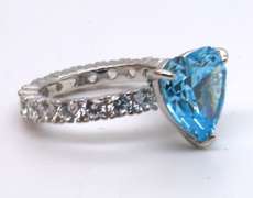 Heart Shaped Blue Cubic Zirconia Ring