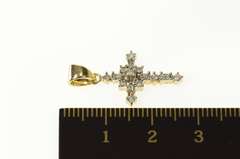 10K Yellow Gold Round & Baguette Diamond Cross Christian Pendant