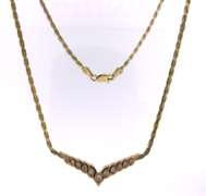 14k yellow gold ladies CHEVRON diamond necklace