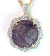 Captivating Colossal 70.00CTS Cabochon-Cut Natural Star Ruby & White Sapphire Necklace in Vermeil
