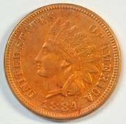 Roll Red Choice BU 1884 Indian Head Cent.