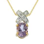 18k Gold over Silver Amethyst & Diamond Accent 'XO' Pendant
