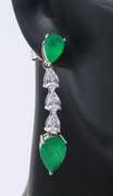 Pear Shaped Green and White Cubic Zirconia Earrings