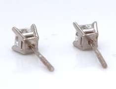 Calssy White Gold Princess Cut Diamond Stud Earrings
