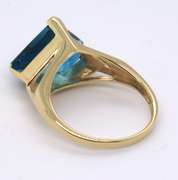 Charming Yellow Gold Fancy Onion Cut Blue Topaz Ring