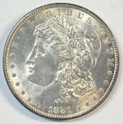 Frosty-white Choice BU 1881-P Morgan Silver Dollar