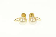 14K Yellow Gold 8.6mm Pearl Classic Retro Screw Back Earrings