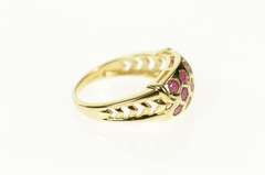 14K Yellow Gold Honeycomb Ruby Bee Statement Band Ring