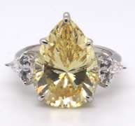 Sterling Silver Pear Shaped Yellow Cubic Zirconia Ring