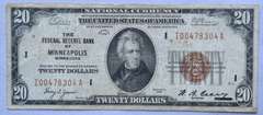 $ 20 Series of 1929 National Currency Minneapolis Note