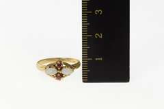 10K Yellow Gold Natural Opal Garnet Ornate Retro Statement Ring