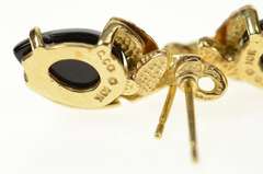 10K Yellow Gold Black Hills Leaf Marquise Onyx Dangle Earrings