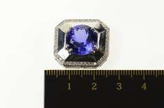 18K White Gold 9.50 Ctw Tanzanite Diamond Squared Slide Pendant