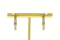 14K Yellow Gold Classic Diamond Channel Semi Hoop Earrings