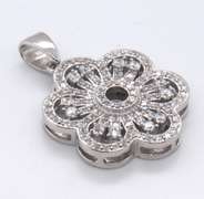 Flower Shaped Sterling Silver Pendant with Cubic Zirconias