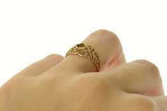 14K Yellow Gold Victorian 3.9mm Square Princess Filigree Setting Ring