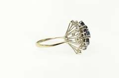 14K Yellow Gold Retro Ornate Sapphire Diamond Petal Halo Ring
