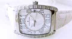 Officina Del Tempo Elegant Women’s Watch with 84 Natural Diamond white Leather Made in Italy