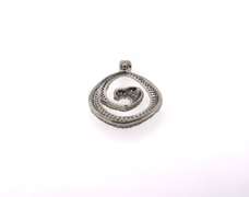 Large Sterling Silver Tear Drop Pendant with Heart Shaped Pattern and Cubic Zirconias