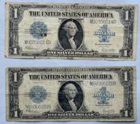 2 1923 Raw $ 1 Silver Certificates