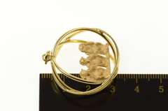 14K Yellow Gold See Speak Hear No Evil Monkey Medallion Charm/Pendant