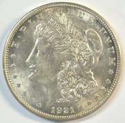 Choice BU 1921-D Morgan Silver Dollar. Tougher date