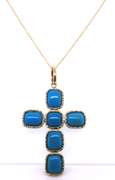 Powerful Turquoise Cross Pendant on Chain