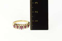 14K Yellow Gold Marquise Natural Ruby Diamond Band Ring