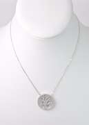 Wonderful Sterling Silver "Tree of Life" Pendant Necklace Set with Sparkling CZ Diamonds on Top of Mother of Pearl