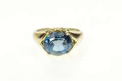 14K Yellow Gold London Blue Topaz Ornate Cocktail Ring