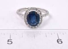 Extravagant Sapphire and Diamond Ring in 18K White Gold