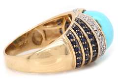 Attractive Le Vian Turquoise, Diamond and Sapphire Ring