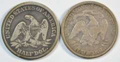1842 No Motto & 1877 Seated Liberty Half Dollars