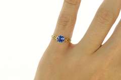 10K Yellow Gold Sim. Sapphire Ornate Filigree Statement Ring