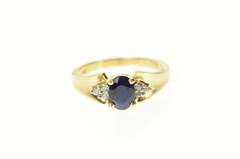 10K Yellow Gold Sapphire Diamond Cluster Accent Engagement Ring