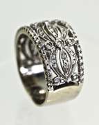 Stunning Wide Lacy 14K White Gold Diamond Band