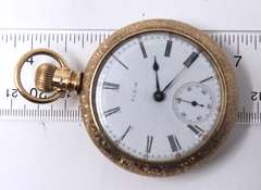 Elgin 17 Jewels Open Face Gold Filled Pocket Watch