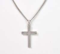White Gold Cross Pendant & Chain