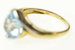10K Yellow Gold Pear Blue Topaz Ornate Bypass Statement Ring