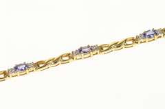 14K Yellow Gold Oval Tanzanite Diamond Accent Statement Bracelet