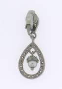 Sterling Silver Tear Drop Pendant with Drooping Pearl and Cubic Zirconias