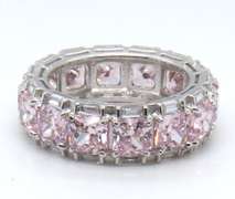 Sterling Silver Pink Cubic Zirconia Band